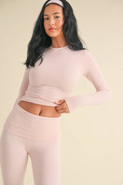 Soft Knit Jersey Long Sleeve Tee in Pink