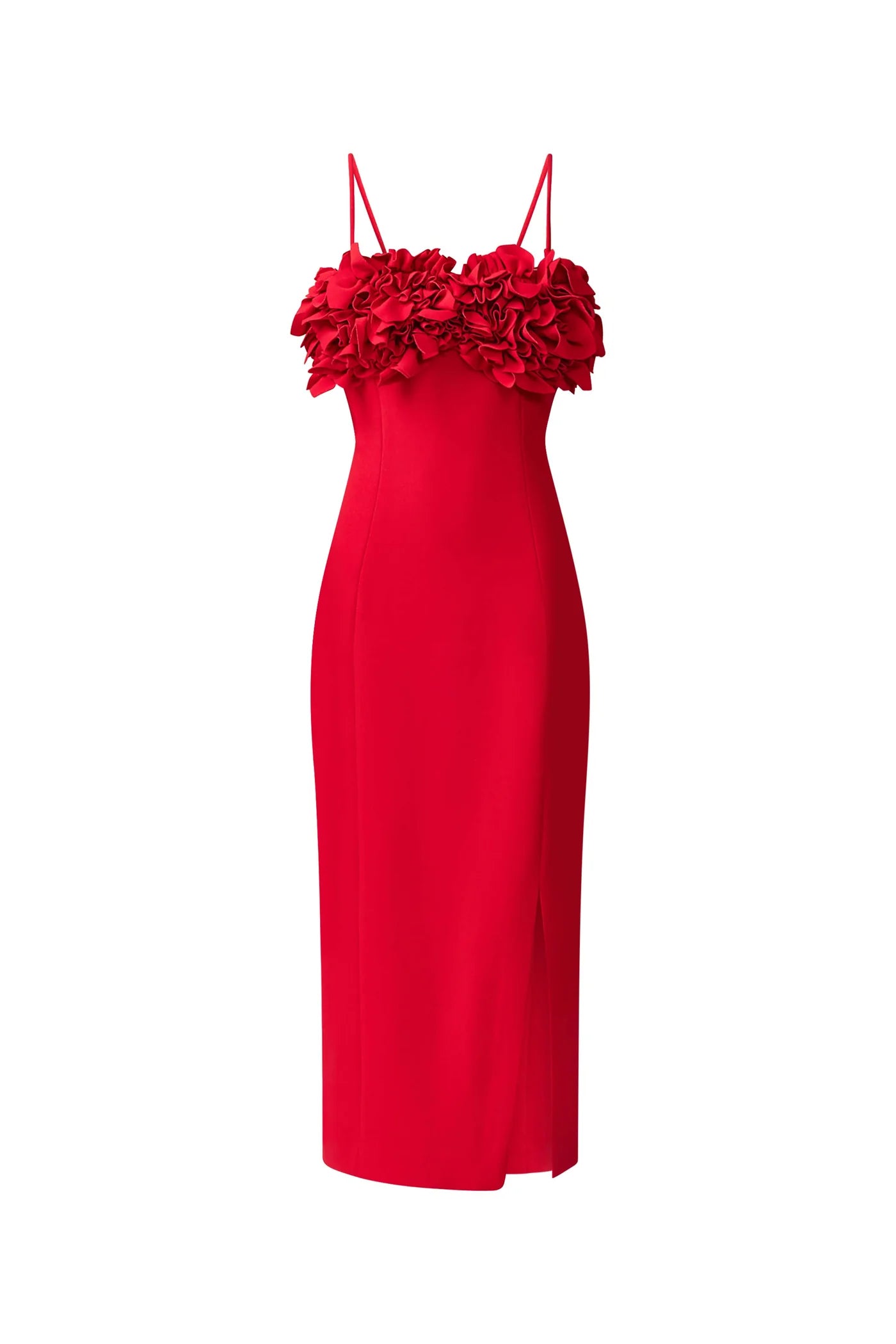 Lila Fitted Midi Dress in Red
