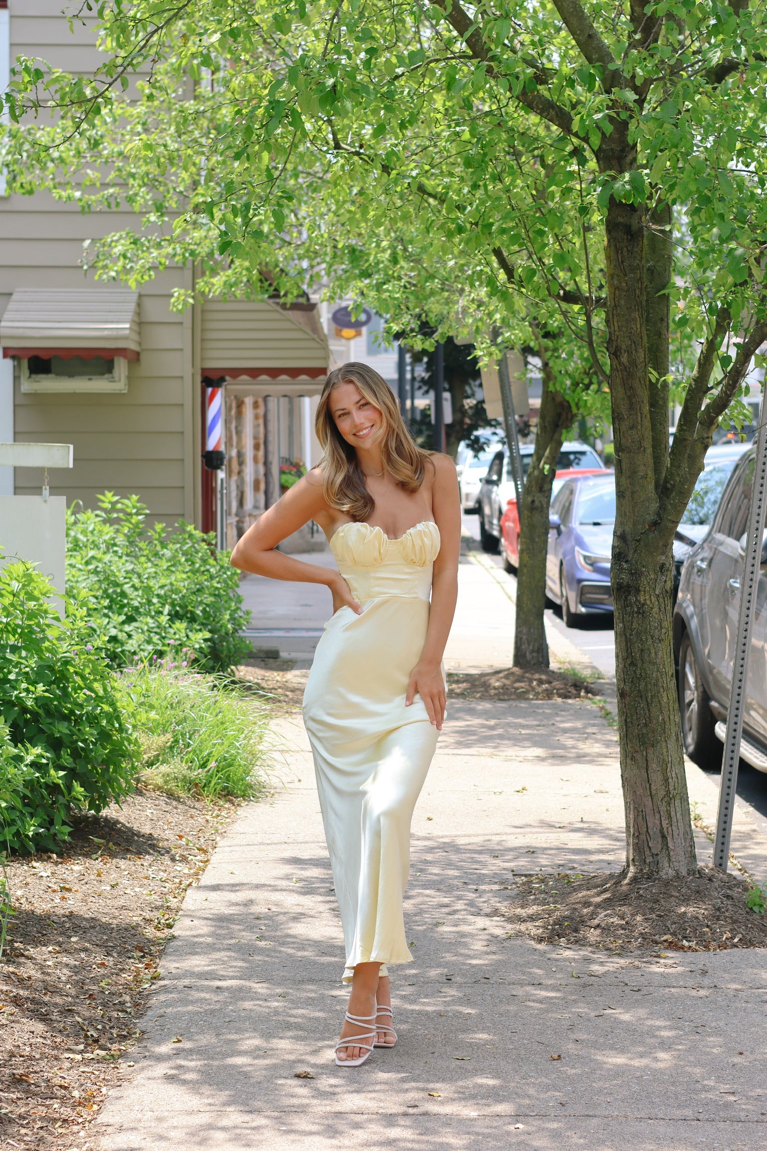 Seashell Satin Midi Light Yellow M Seashell Satin Midi Light Yellow M