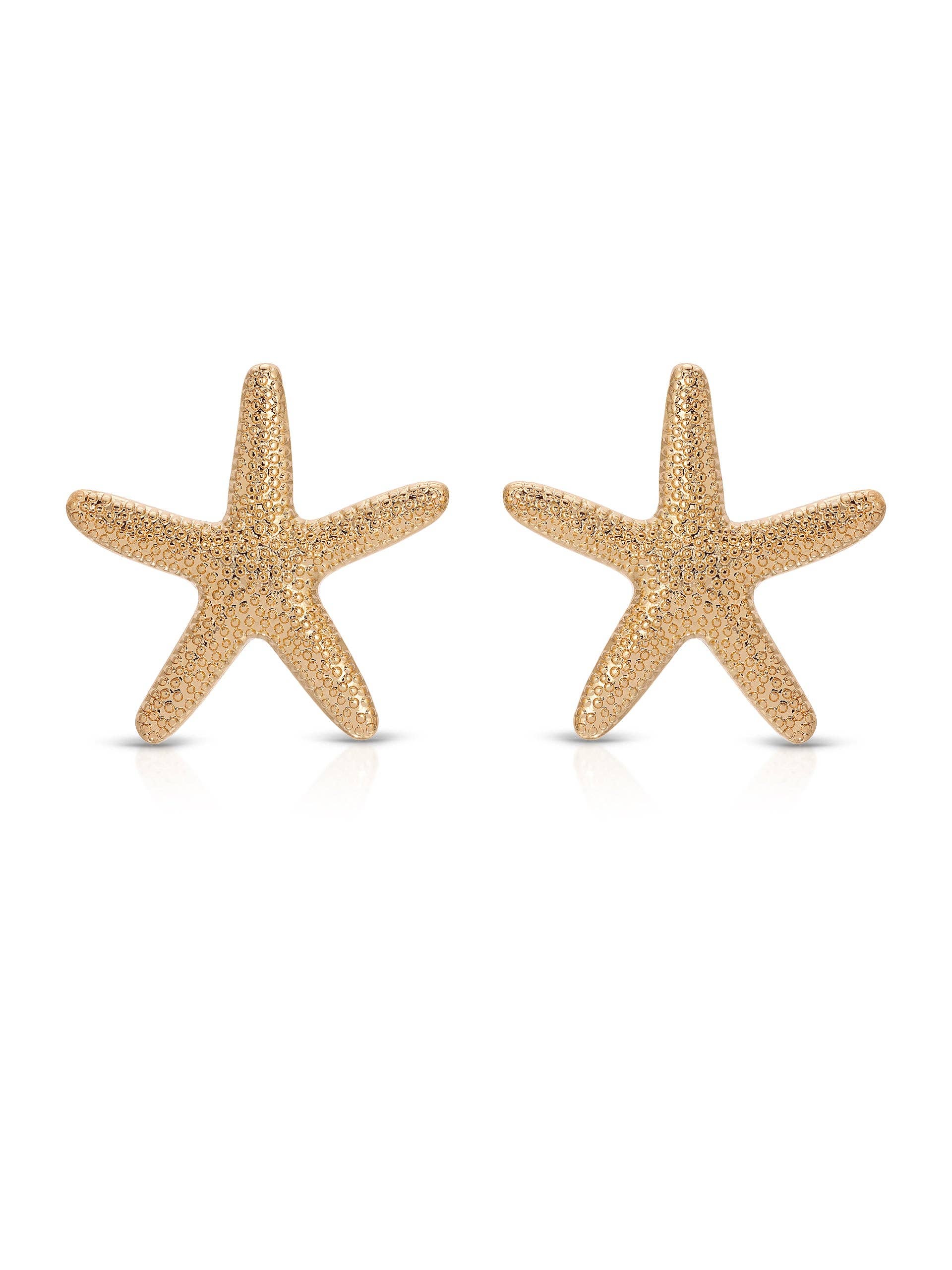 Statement Starfish Stud Earrings: 18k Gold Plated