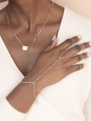 Crystal Dotted Hand Chain: Clear Crystal with 18k Gold Plating