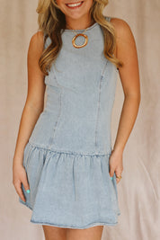 Denim Drop Waist Mini