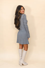 School Girl Sweater Mini Dress in Grey