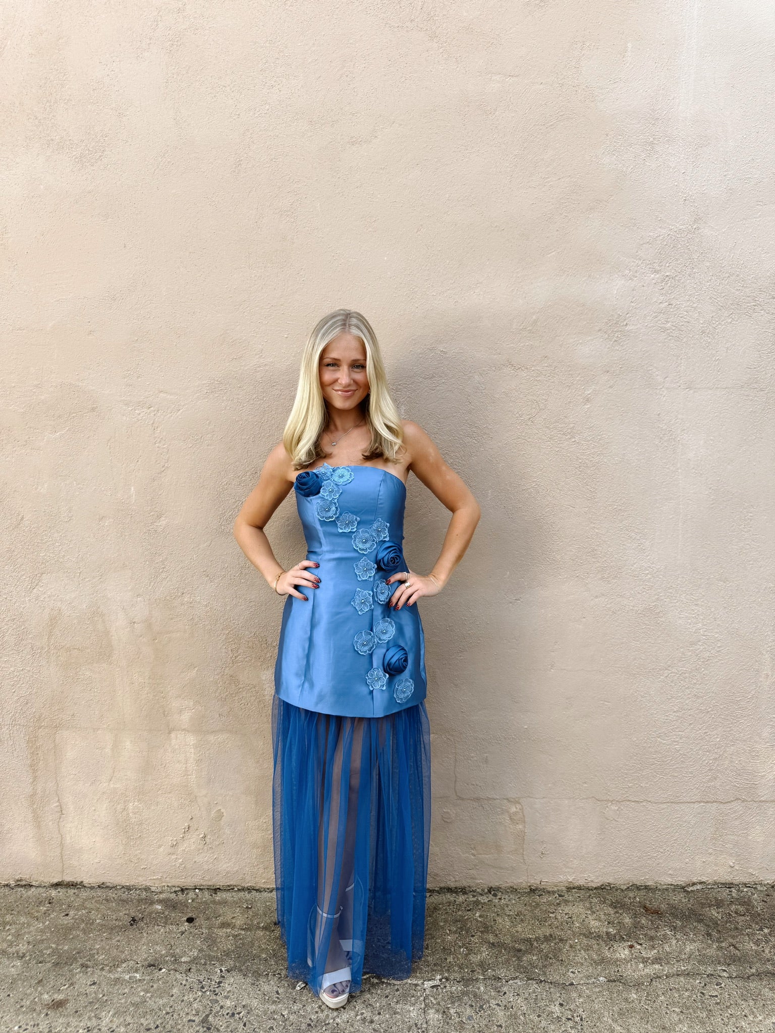 Oleander Strapless Maxi Dress In Cobalt by Elliatt