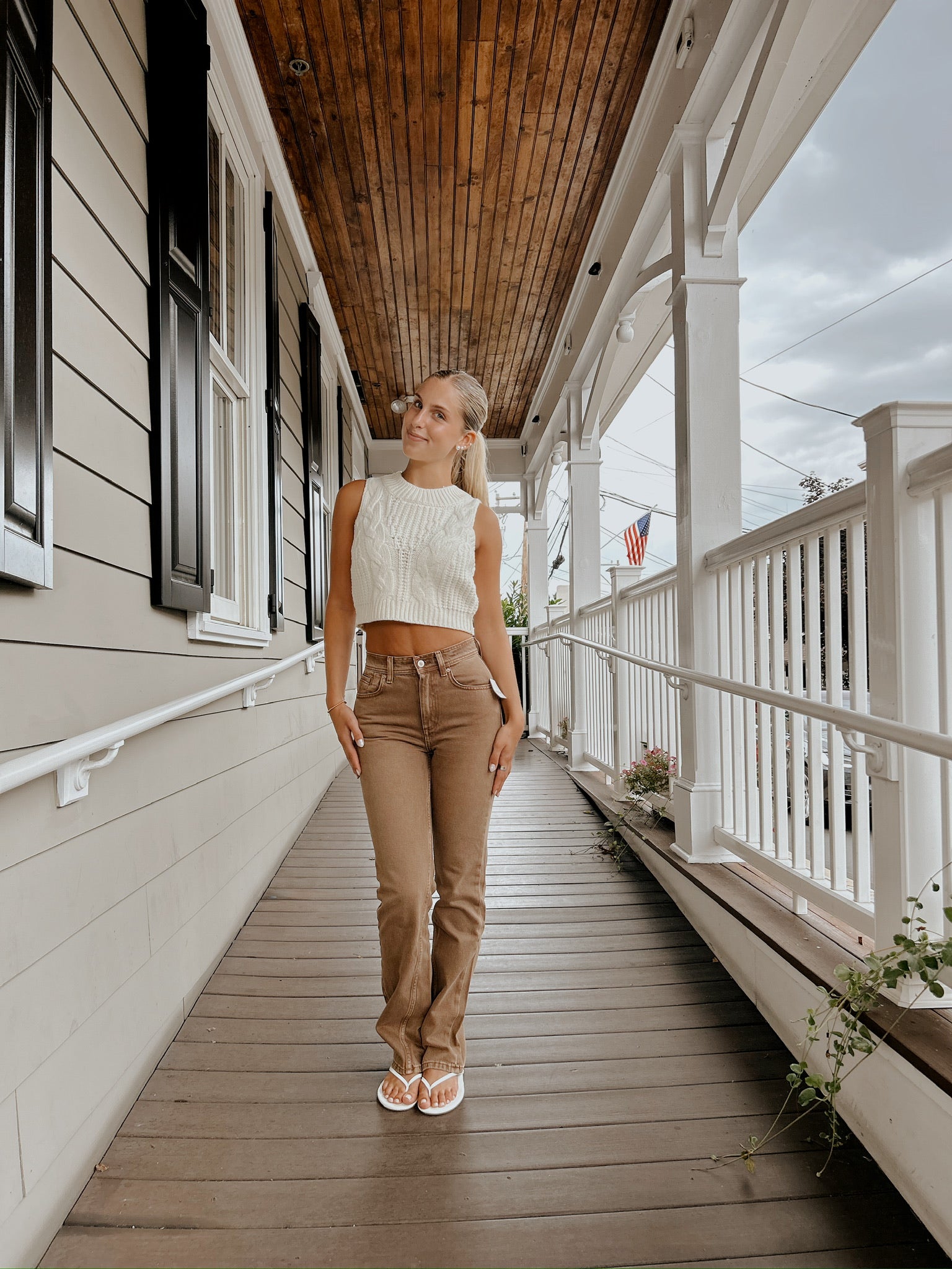 Classic Cable Knit Top Cream