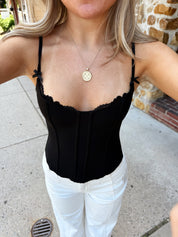 VALERIE LACE TRIM BUSTIER - BLACK