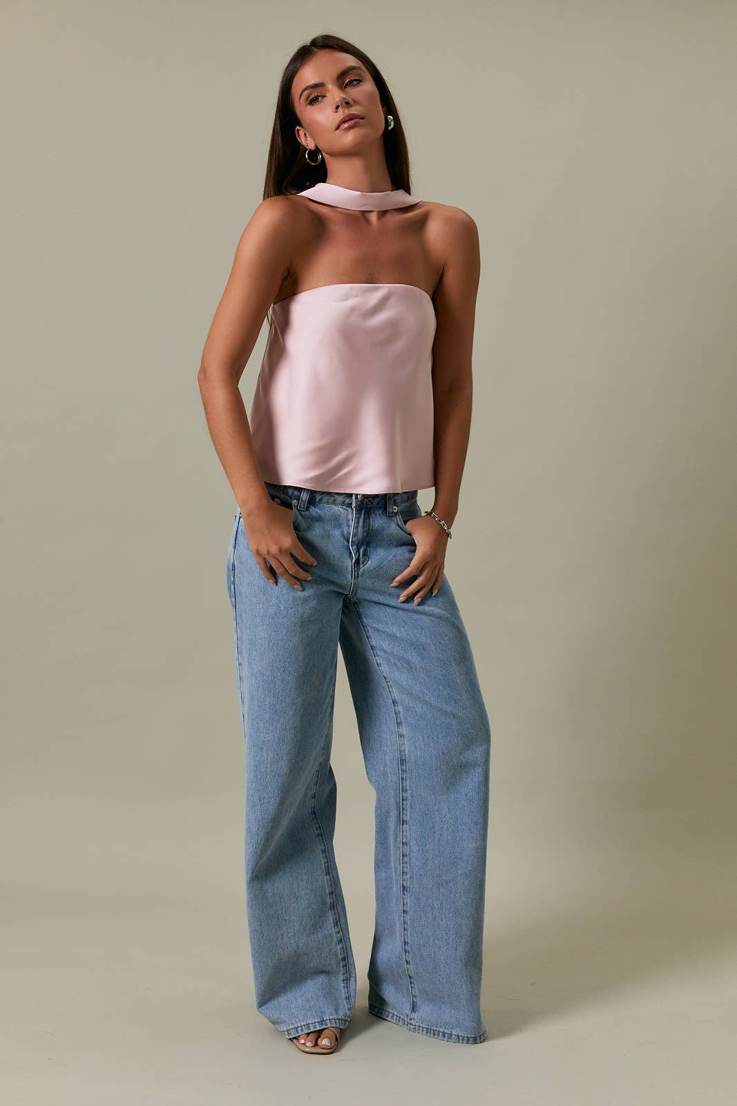 Amber Scarf Top Baby Pink