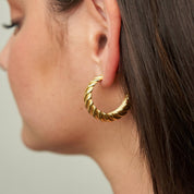 Waterproof Gold Braided Hoops Big