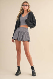 Knit Zip Up Hoodie Sweater: Brown