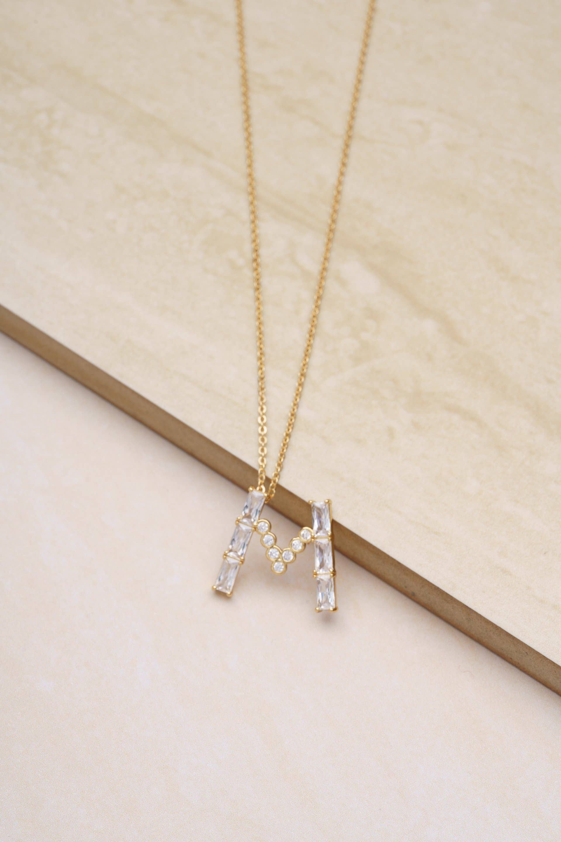Mixed Crystal Initial 18k Gold Plated Necklace