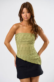 Shayne Asymmetrical Tube Top Lt Olive