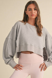 Waffle Knit Oversized Long Sleeve Top: Dark Chocolate