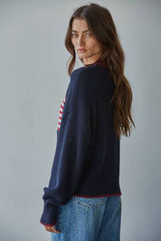 Americana Stitched Sweater Navy