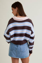 Jules Collared Stripe Crop Sweater
