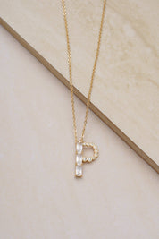 Mixed Crystal Initial 18k Gold Plated Necklace