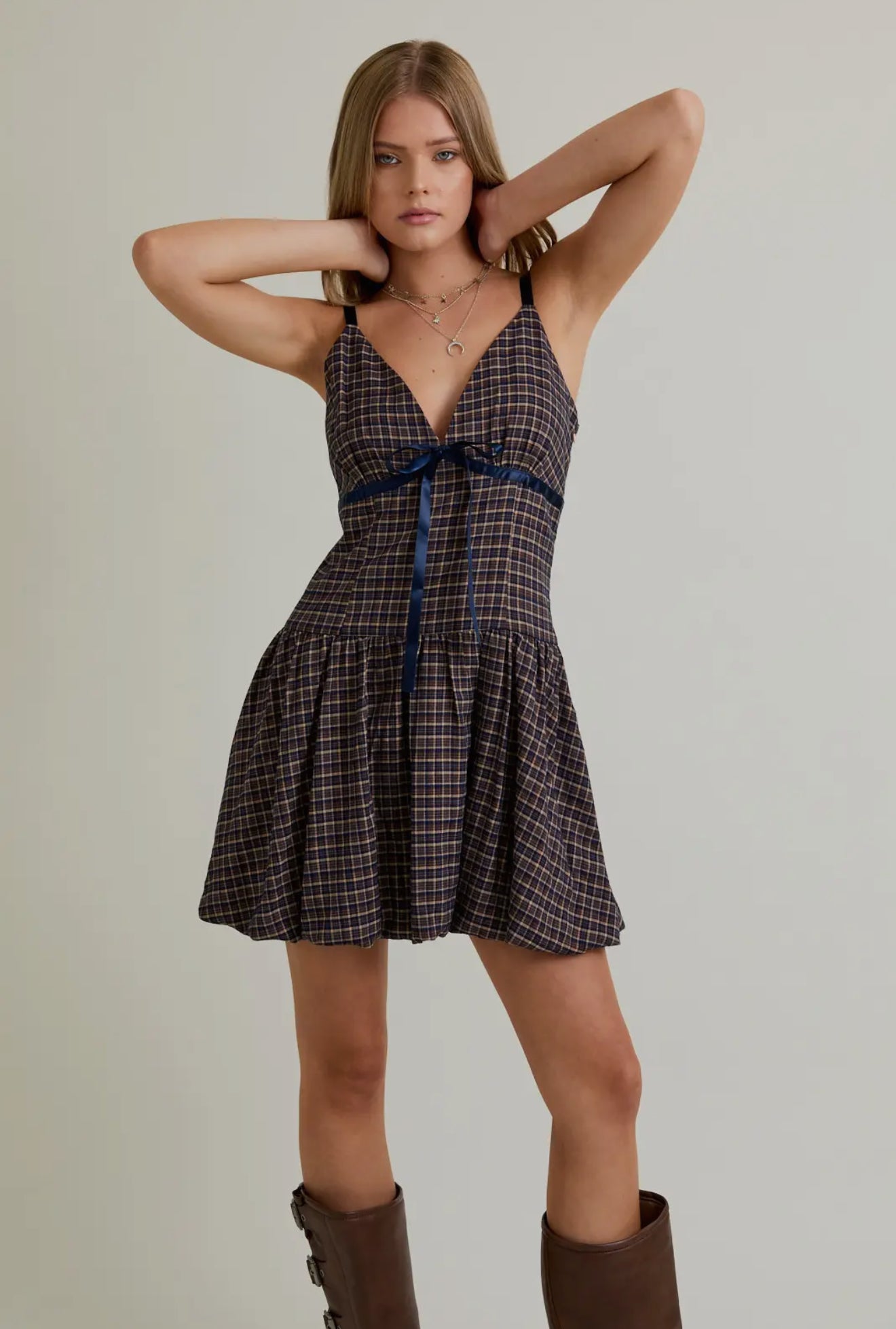 Check me Out Mini Brown/Navy Plaid
