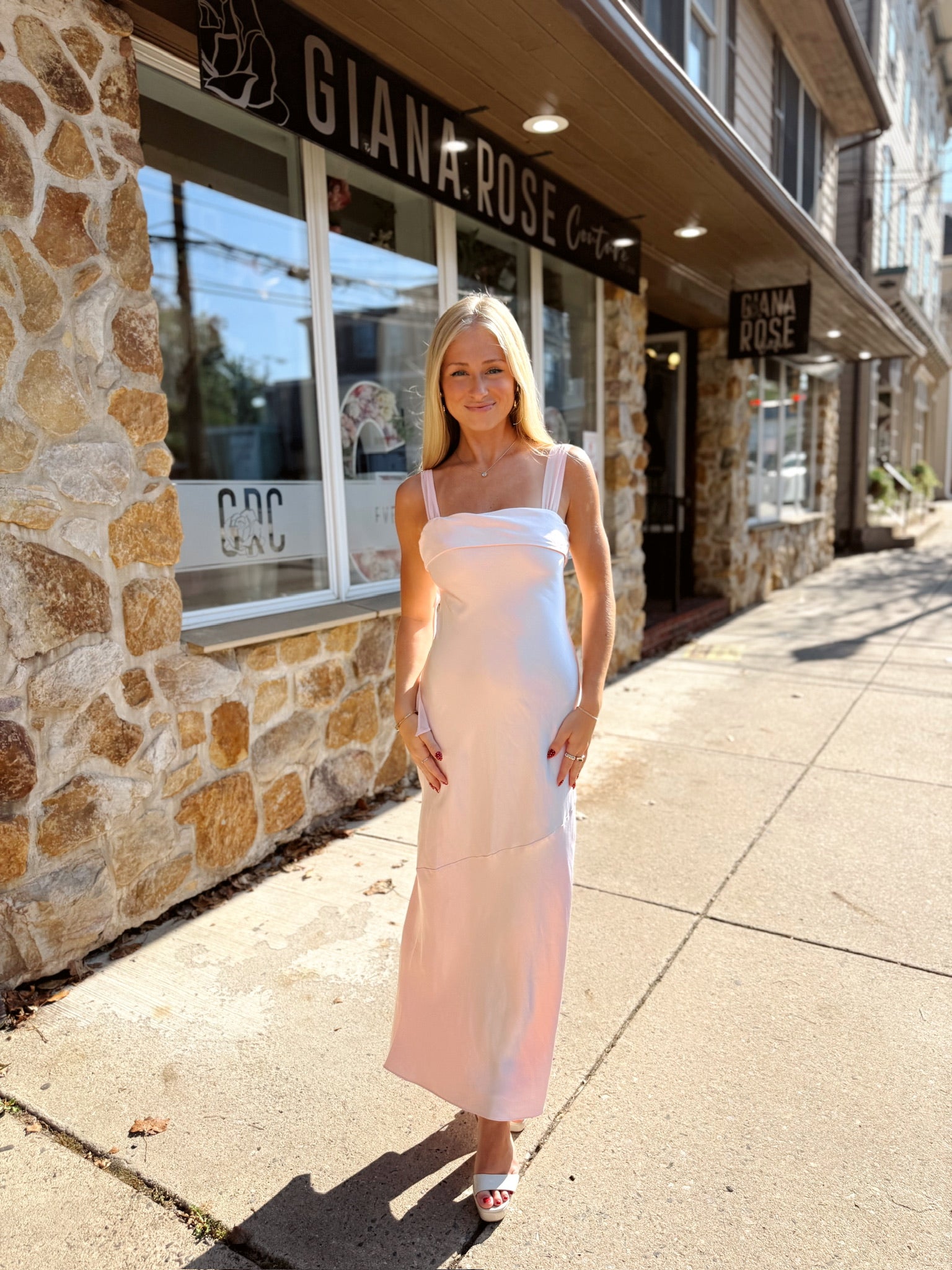 Swept Away Satin Maxi Blush