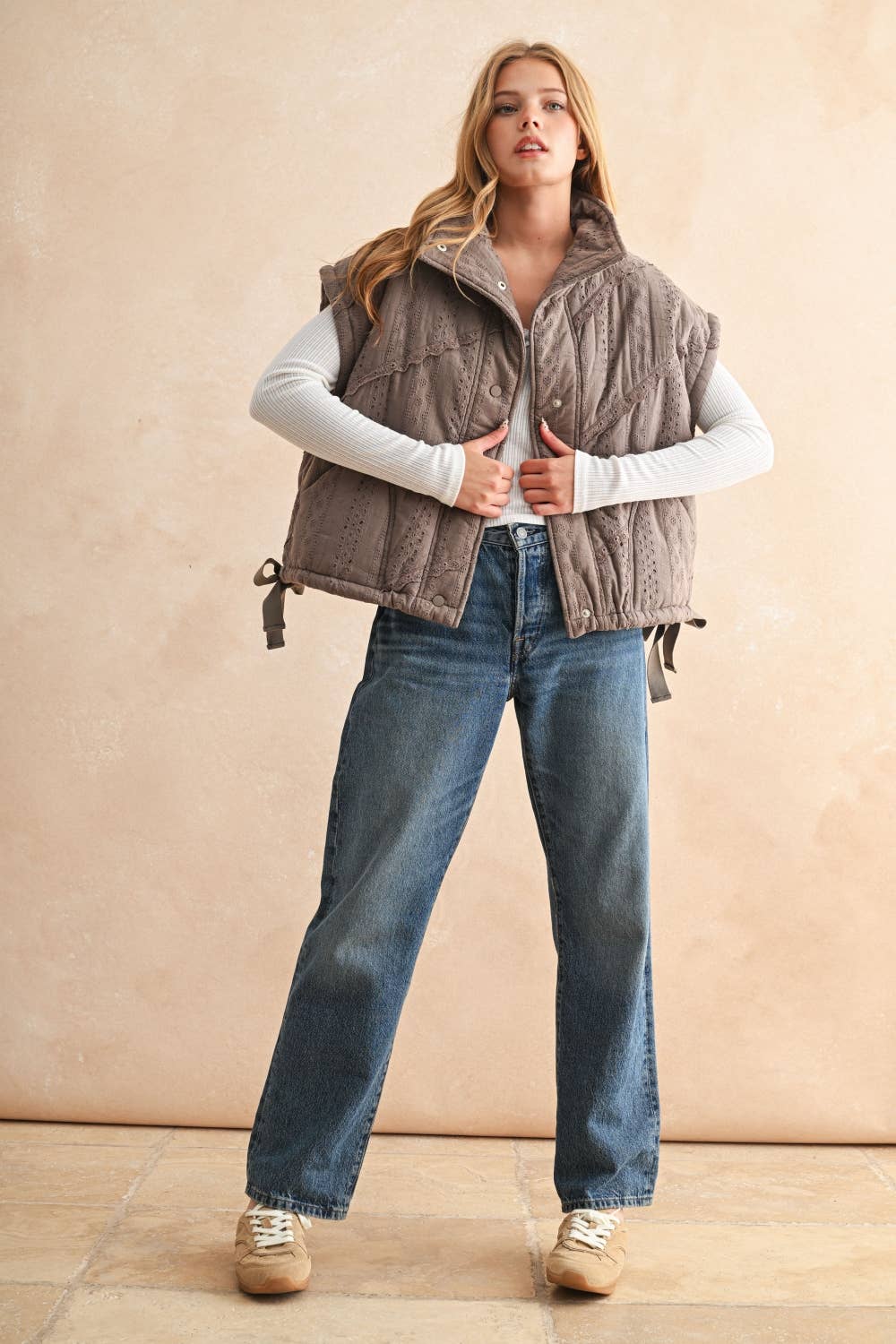 Crochet Lace Puffer Vest