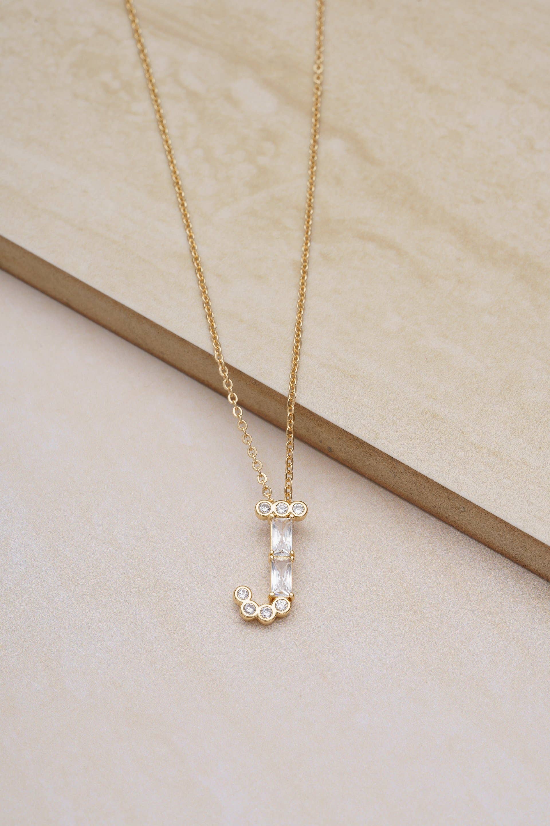 Mixed Crystal Initial 18k Gold Plated Necklace