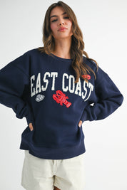 East Coast Graphic Fleece Pullover: Navy