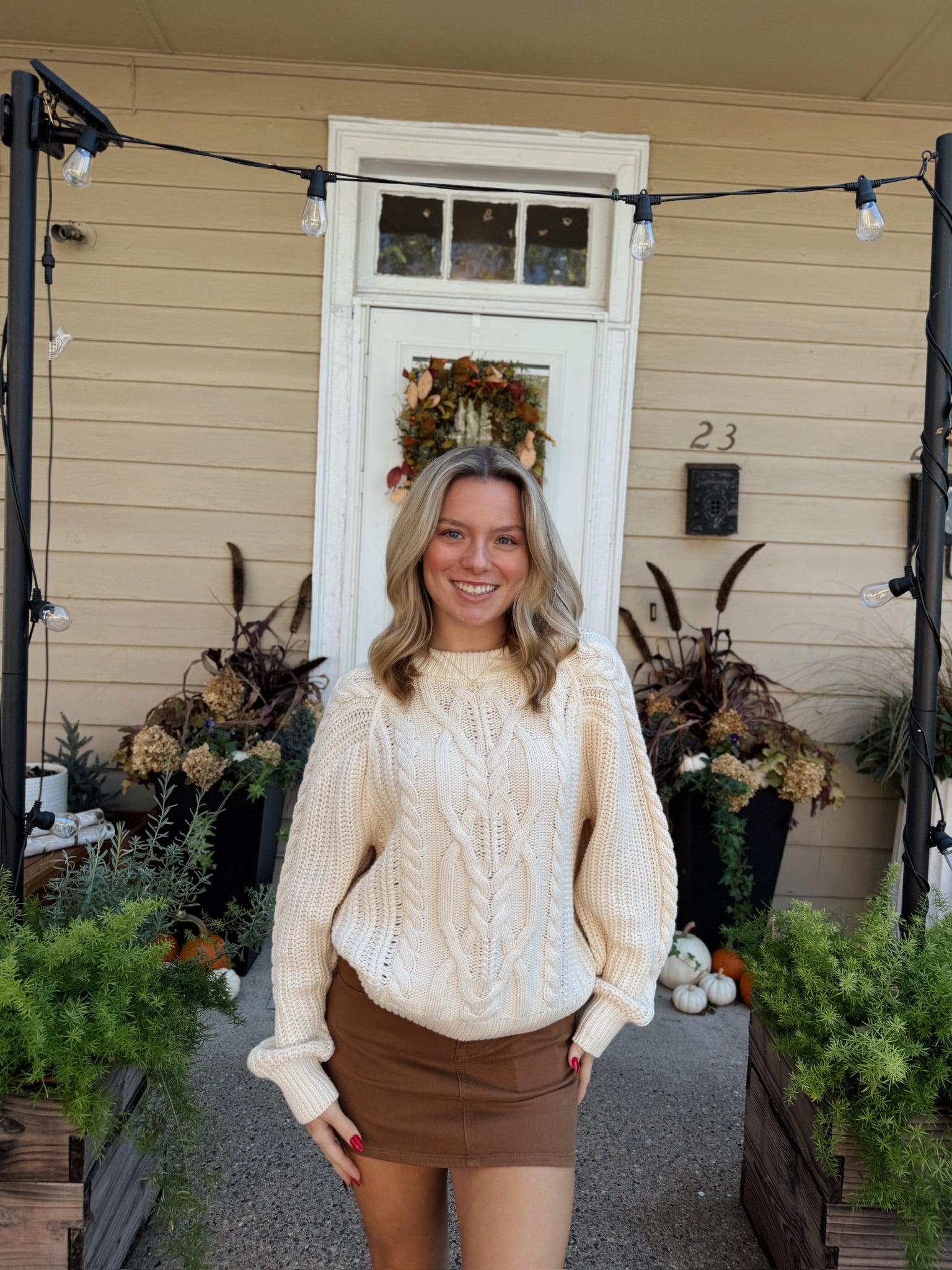 Frankie Cable Knit Sweater in Buttercream
