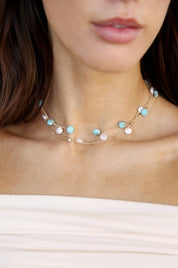 Dressed in Turquoise & Pearls Necklace: Turquoise / One Size