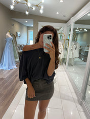 Peyton Dark Cheetah Denim Mini Skirt