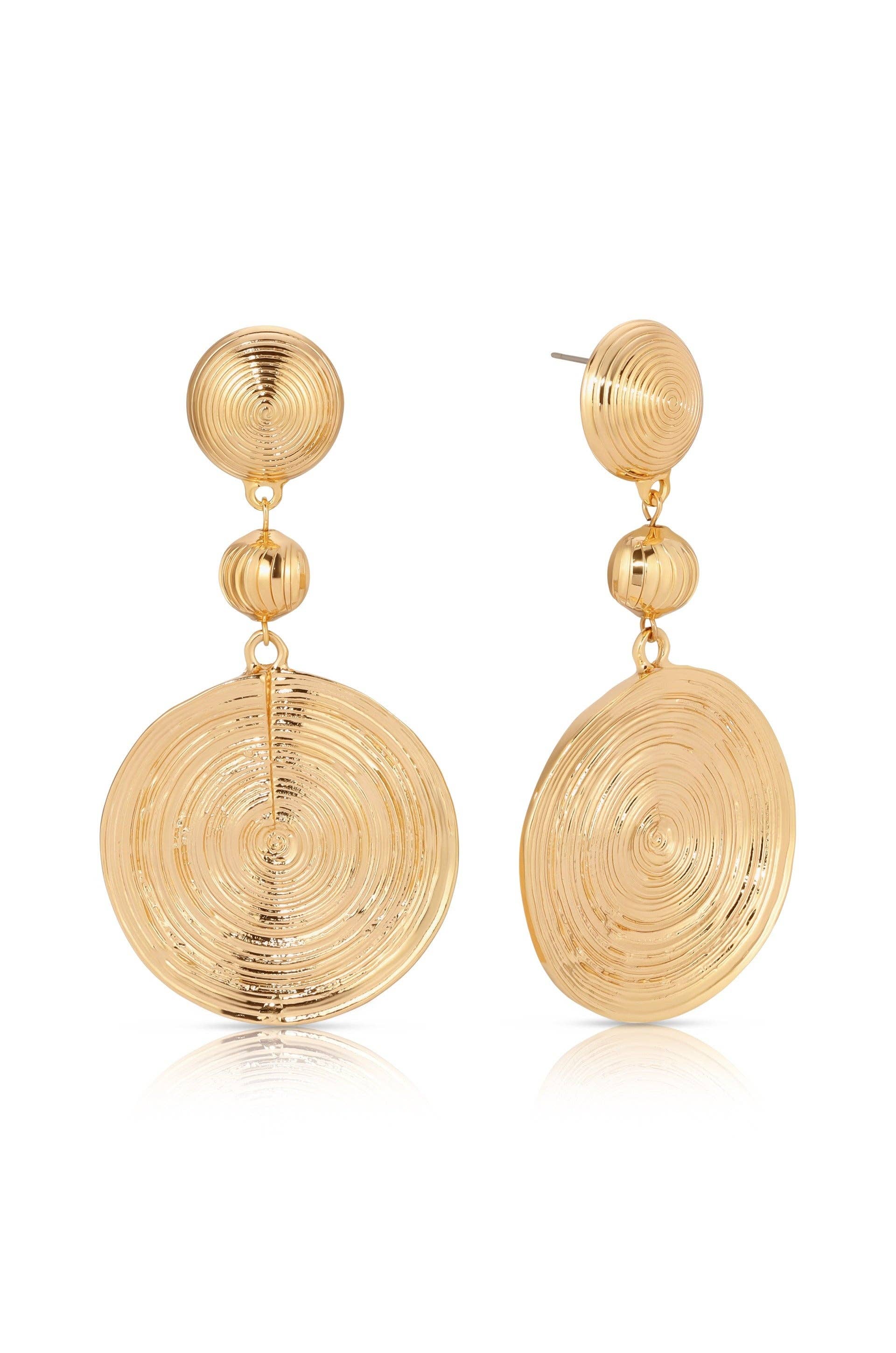 Swirl Pendant Dangle Earrings: 18k Gold Plated