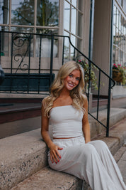 ANJI STRAPLESS TOP - BISCUIT