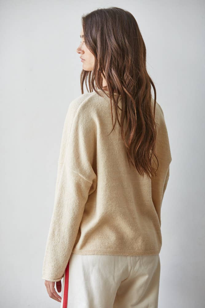 Abbie Roll Neck Knit Sweater Latte