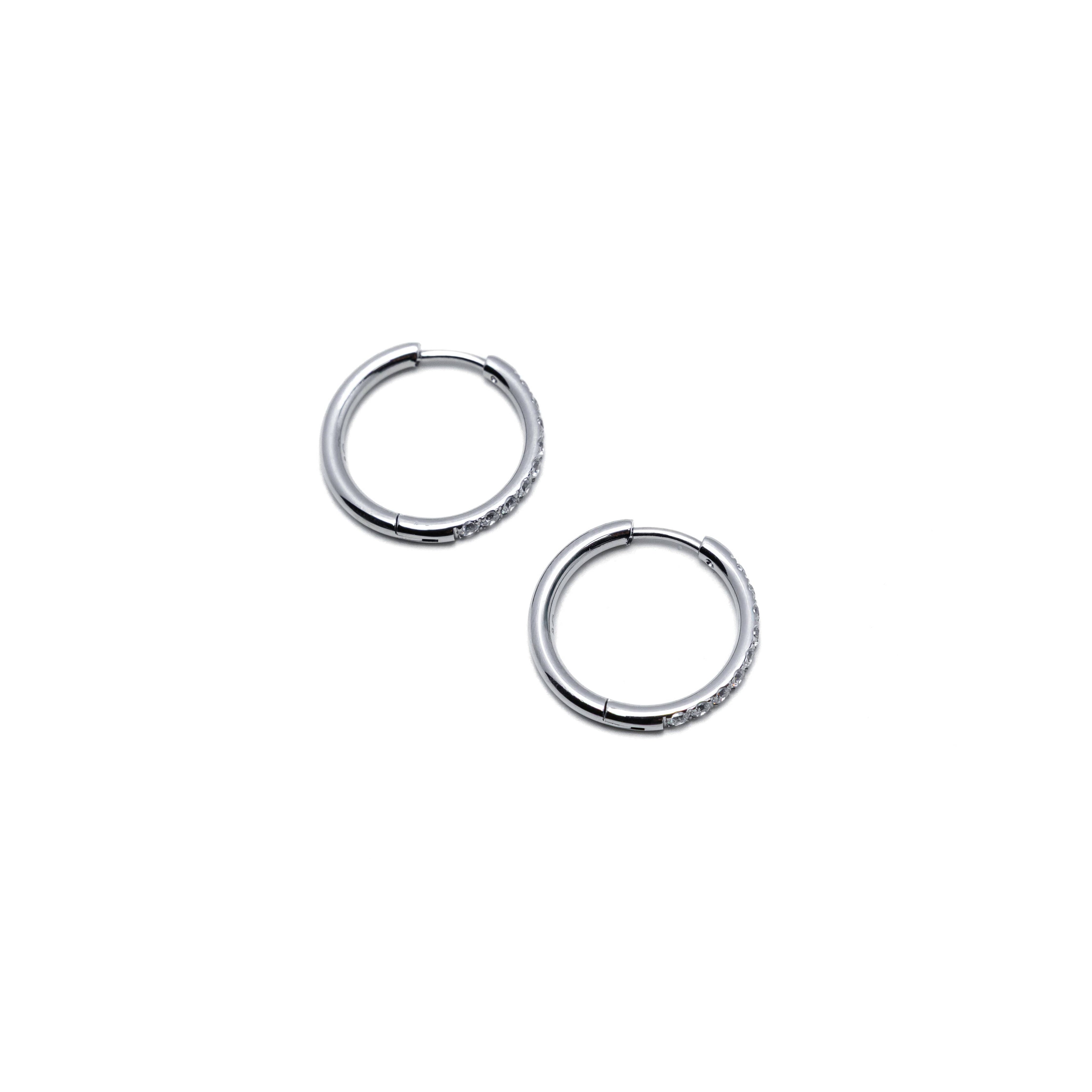 18mm Silver Diamond Hoops
