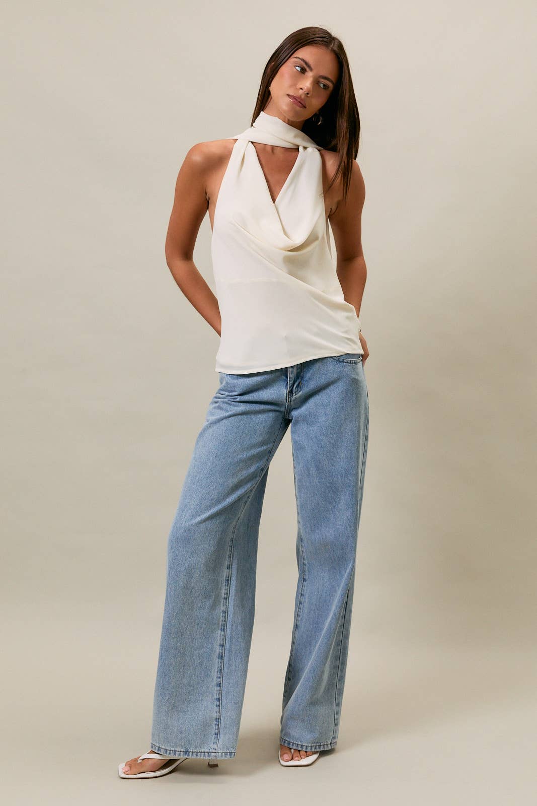 Sadie Scarf Top Cream