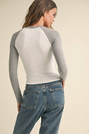 Y2K Raglan Long Sleeve Tee: Pink