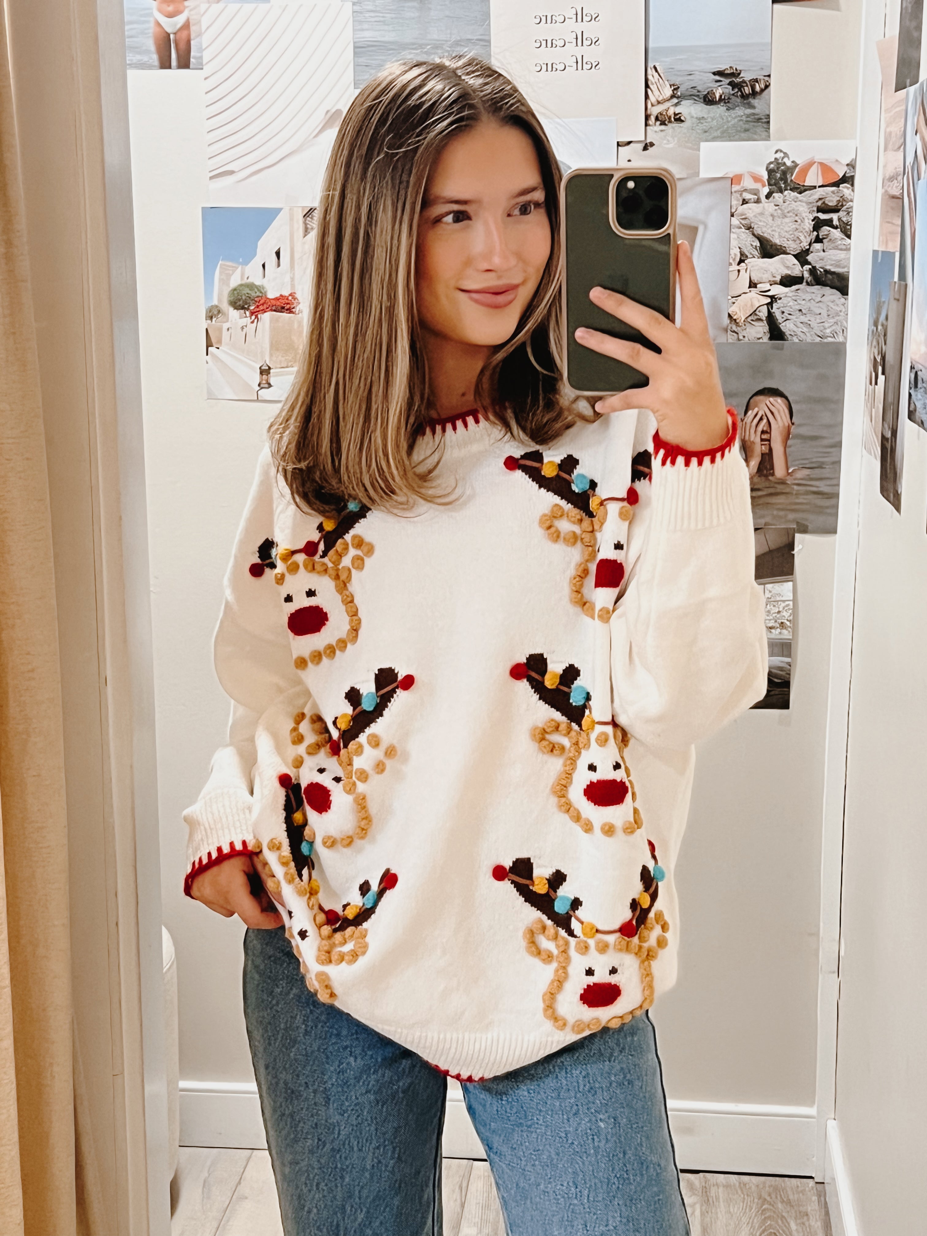 Reindeer Pom Pom Sweater