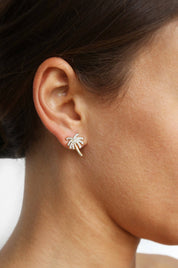 Palmasté 18k Gold Plated Stud Earrings: Clear Crystals
