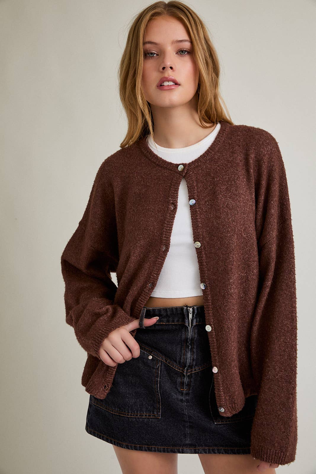 Oversized Teddy Cardigan Chocolate