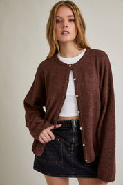 Oversized Teddy Cardigan Chocolate
