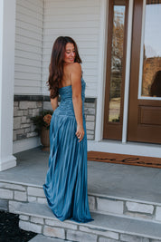 Florence Twist Front Bodice Plisse Maxi Dress in Slate | Lulus