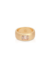 Emerald Cut Treasure Ring: Clear Crystal with 18k Gold Plating