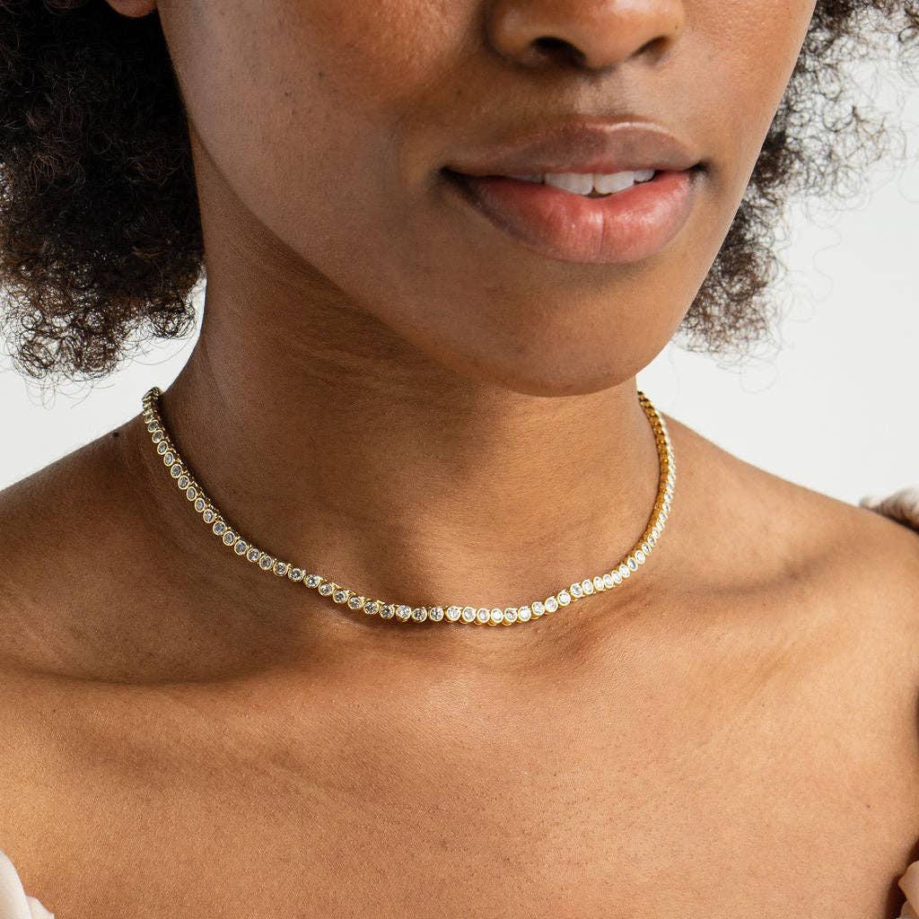 18K Gold Diamond Tennis Necklace