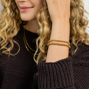 Waterproof Bold Gold Double Beaded Bracelet Set