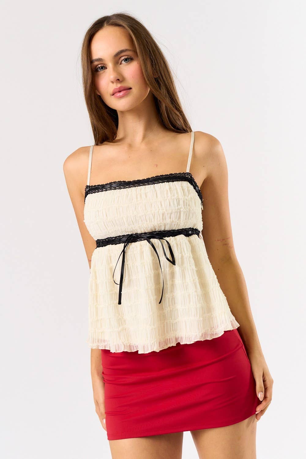 Coquette Cream Top Blk/Wht