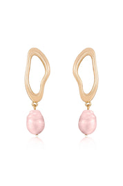 Open Circle Freshwater Pearl Earrings: White Pearl with 18k Gold Plating
