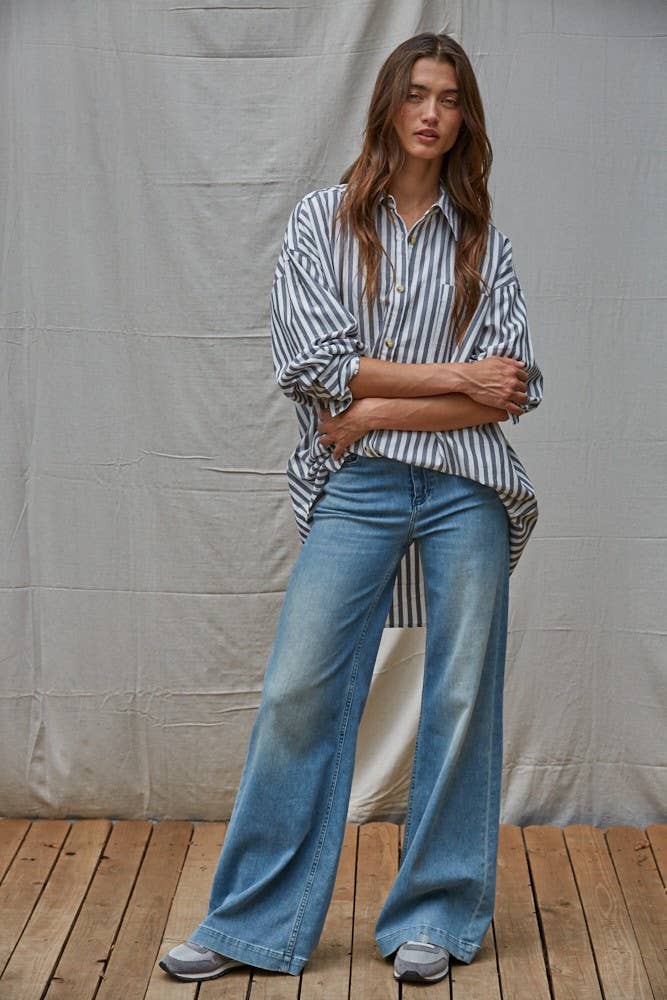 Sail Away Set Stripe Top Navy