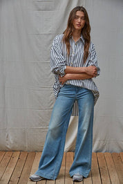 Sail Away Set Stripe Top Navy