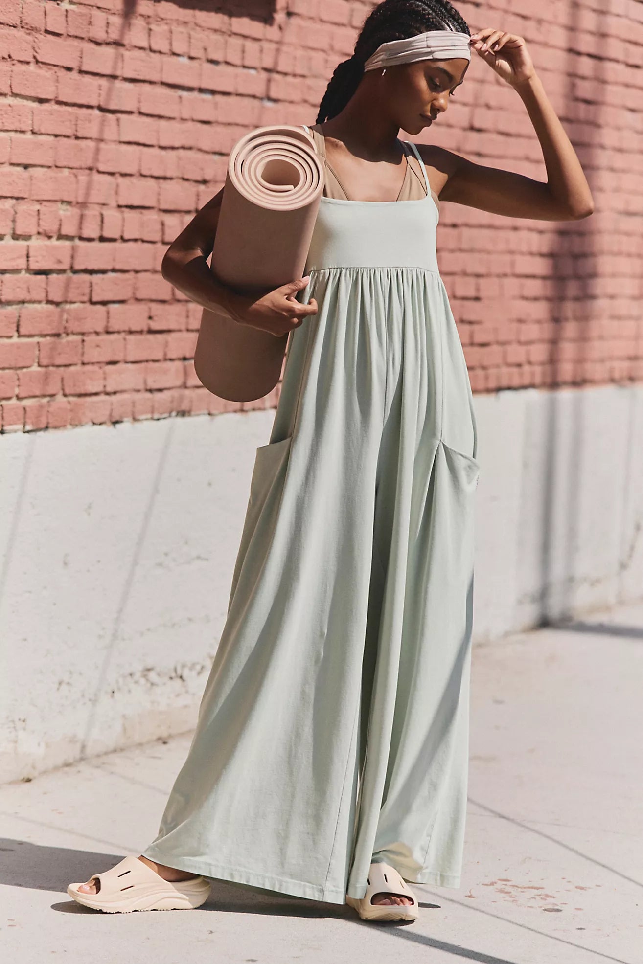 Hot Shot Strappy Onesie in Green Tea