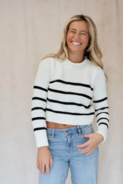 Piper Stripe Sweater White Black