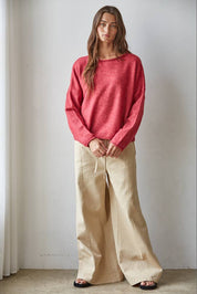 Abbie Roll Neck Knit Sweater Red