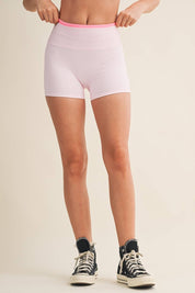 Contrast Binding Biker Shorts: Hot Pink Combo