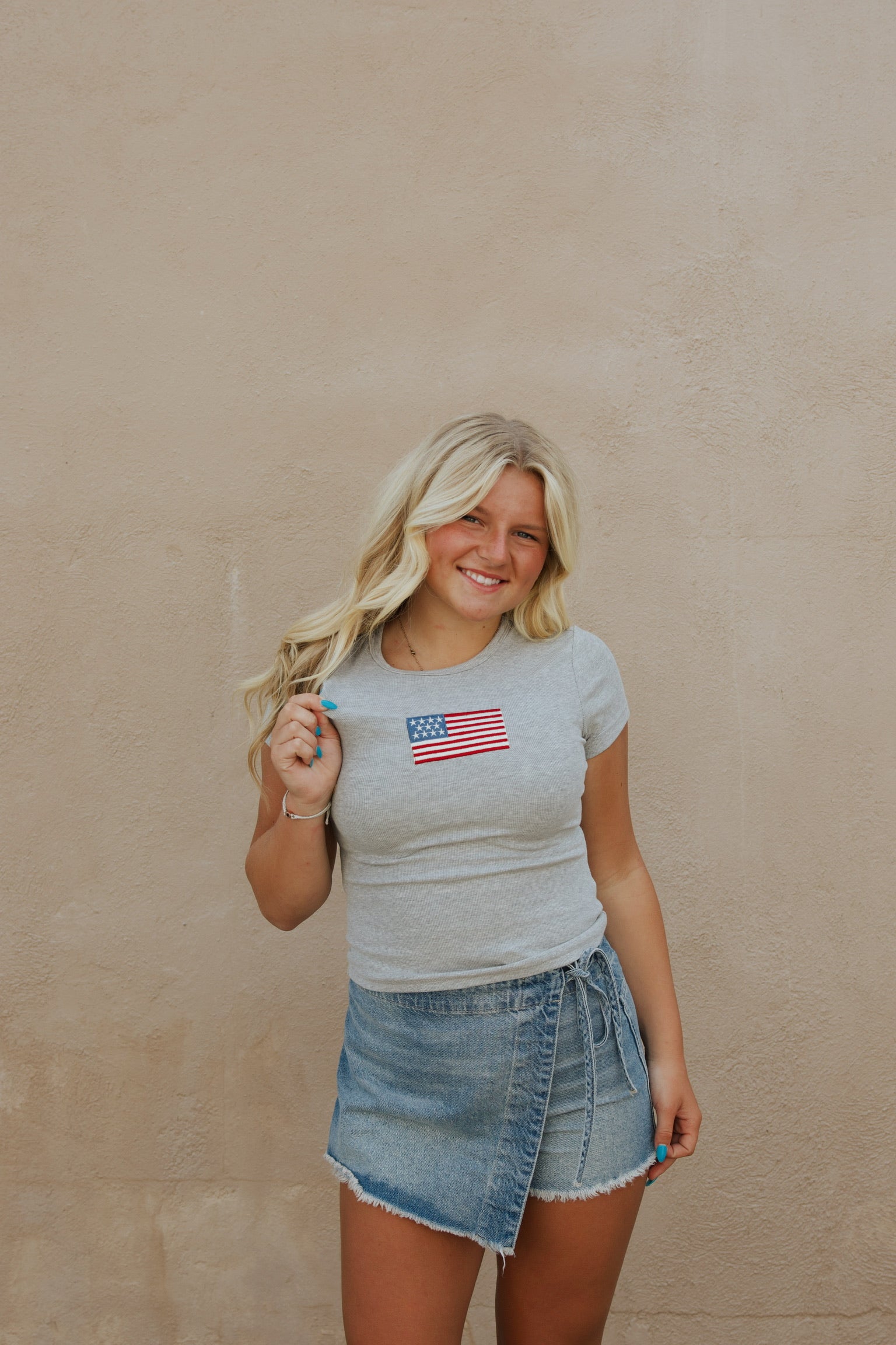 American Girl Baby Tee Dark Grey